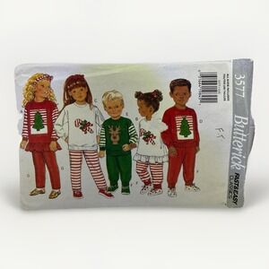 Vtg Butterick Pattern 3577 Children's 2-6X Christmas‎ Fleece Tops Pants UNCUT